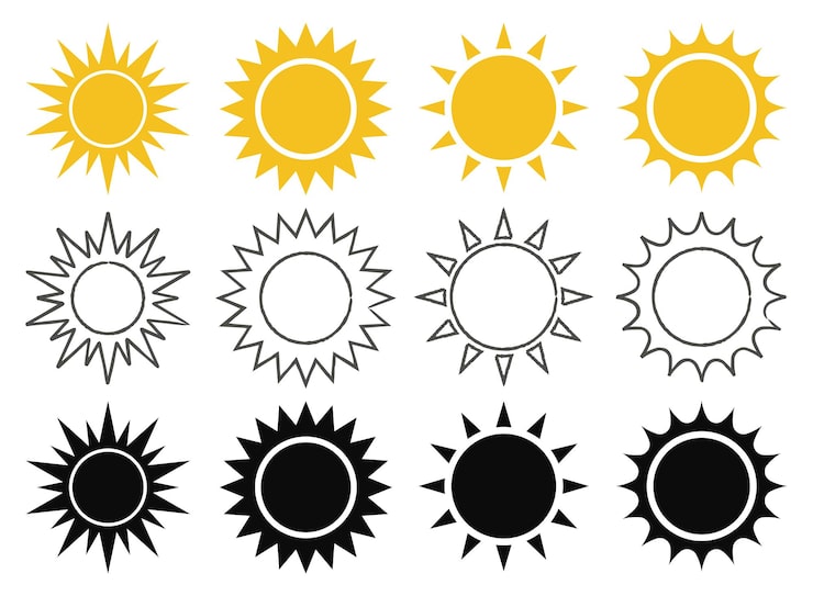 Gratis Vektor solskinn i doodle flat og glyph