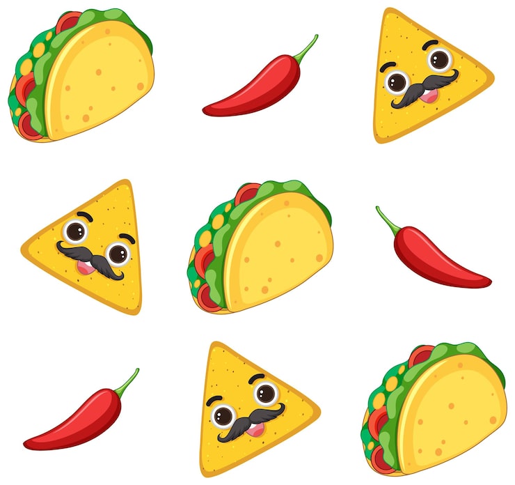 Gratis Vektor søte taco og pepper-mønster