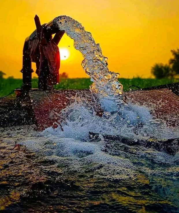 Photo tưới tiêu lúc hoàng hôn