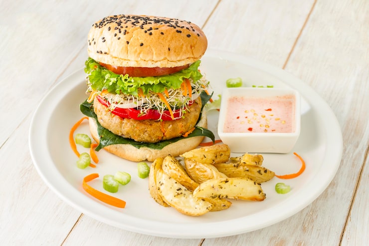 Miễn phí Photo hamburger ngon mắt góc cao trên đĩa