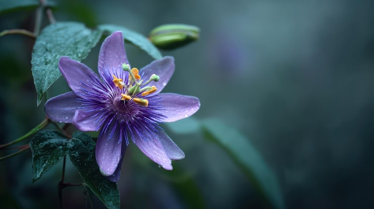 Miễn phí Photo hoa lạc tiên tím rực rỡ với những giọt sương