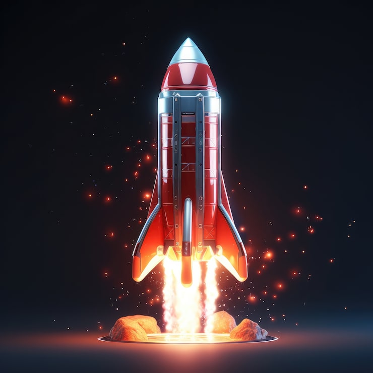 Ilmainen Kuva näkymä 3d-renderöity avaruusrakettimalli