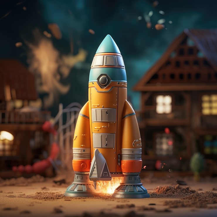 Ilmainen Kuva näkymä 3d-renderöity avaruusrakettimalli