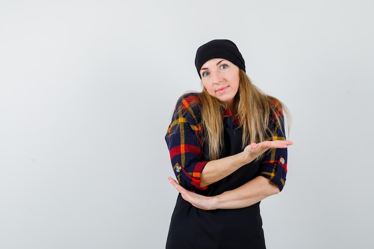 Ilmainen Kuva nuori naiskokki mustassa essussa