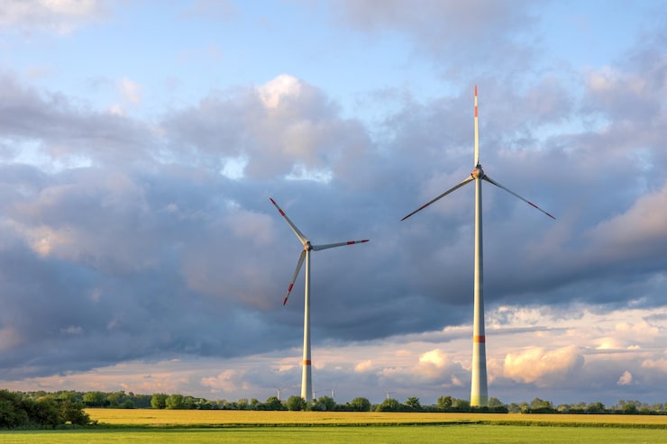 Ilmainen Kuva tuulivoimalat pellolla maaseutumaisema tuulienergia