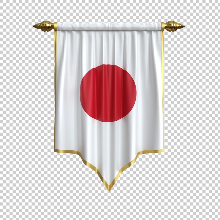 Ilmainen PSD tyylikäs japanin lipun viiri kultareunuksella