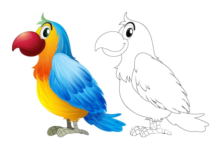 Ilmainen Vektori doodle-eläin papukaijaaraa varten