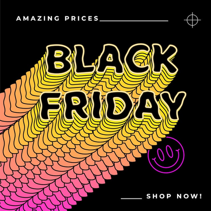 Ilmainen Vektori hauska black friday -banneri retro-happotyylillä