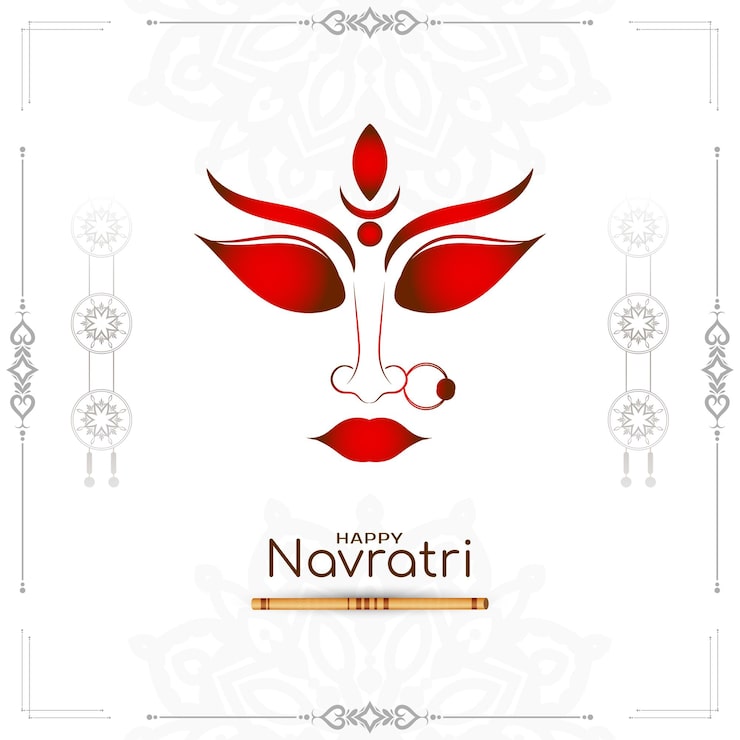 Ilmainen Vektori hyvää navratria ja durga puja -perinteisen festivaalin tervehdystausta