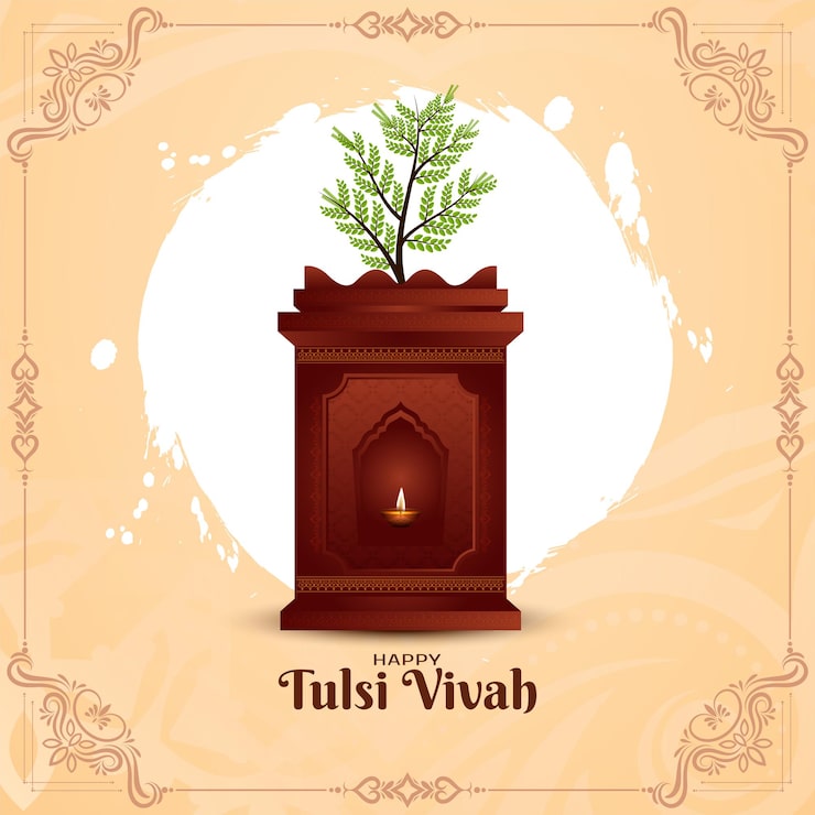 Ilmainen Vektori hyvää tulsi vivah -intialaisen festivaalin juhlaa, tyylikäs tausta