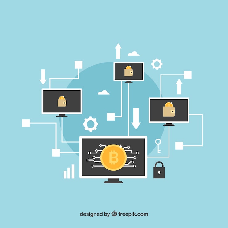 Ilmainen Vektori infografiikka blockchain-konsepti