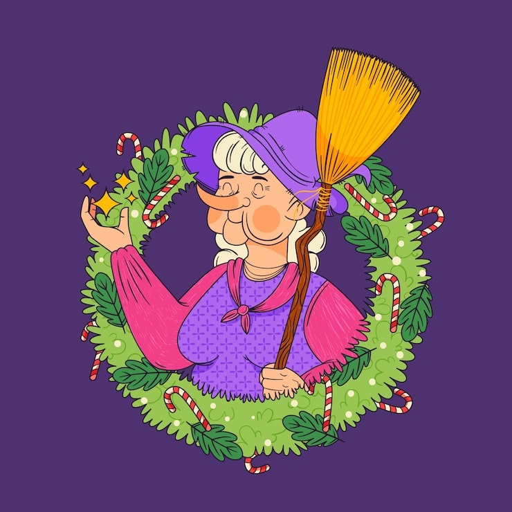 Ilmainen Vektori käsin piirretty befana-kuvitus