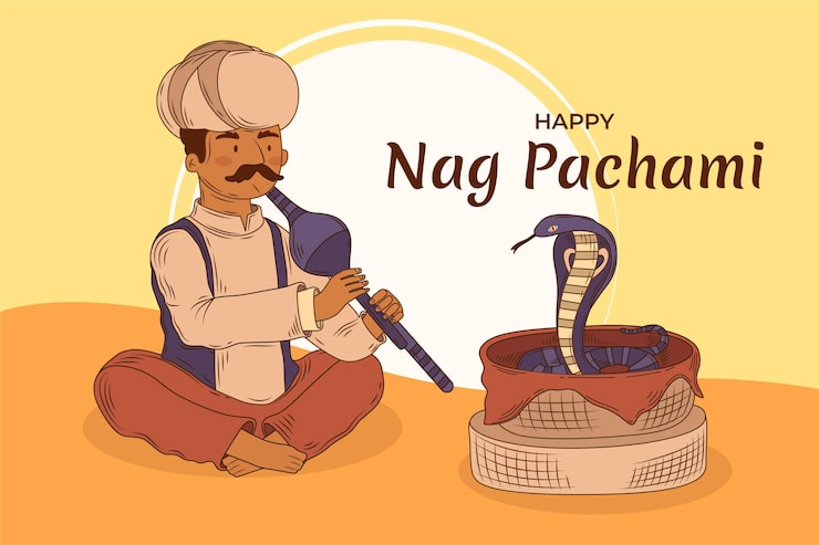 Ilmainen Vektori käsinpiirretty nag panchami -kuvitus