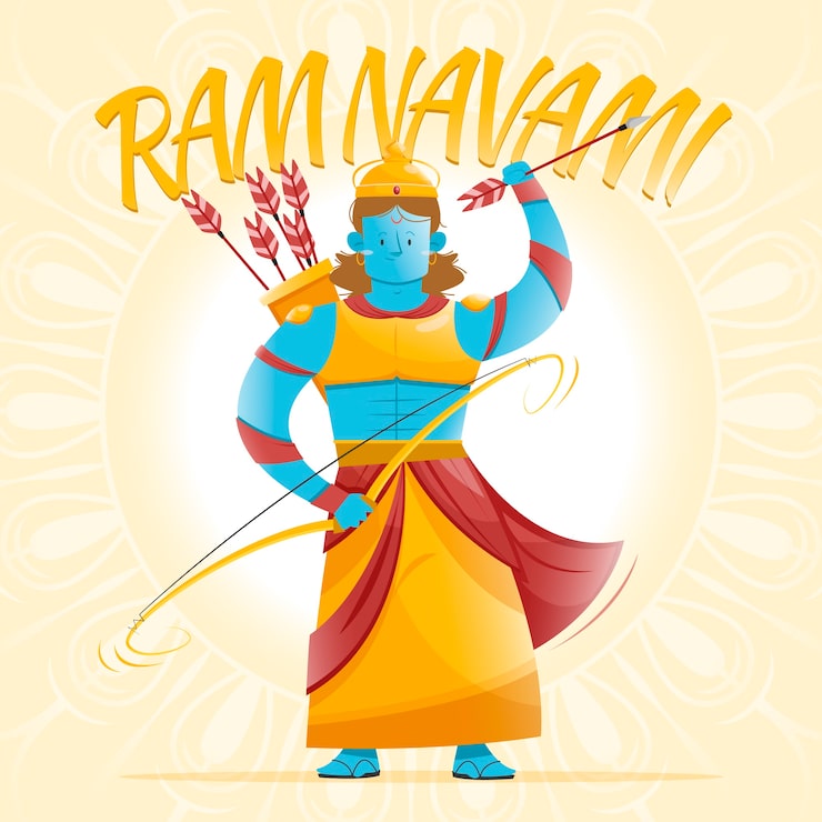 Ilmainen Vektori litteä design hyvää ram navami -päivää