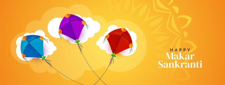 Ilmainen Vektori makar sankranti -festivaalin tausta leijojen suunnittelulla