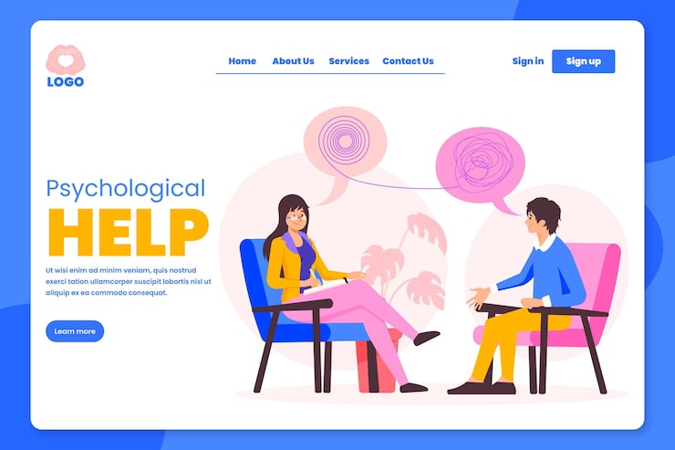 Ilmainen Vektori psykologista apua – aloitussivu