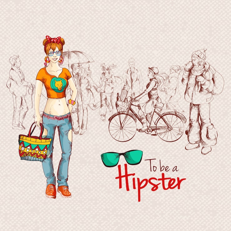 Ilmainen Vektori upea hipsteri naisen tausta