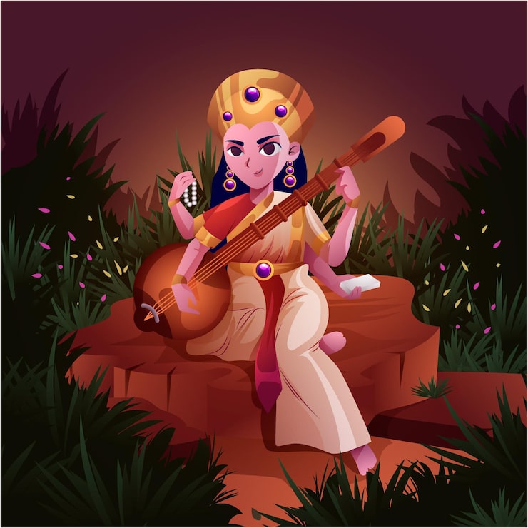 Ilmainen Vektori yksityiskohtainen litteä saraswati