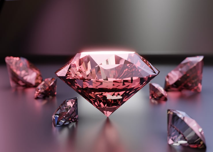 Photo gratuit arrangement de diamants sur fond rose