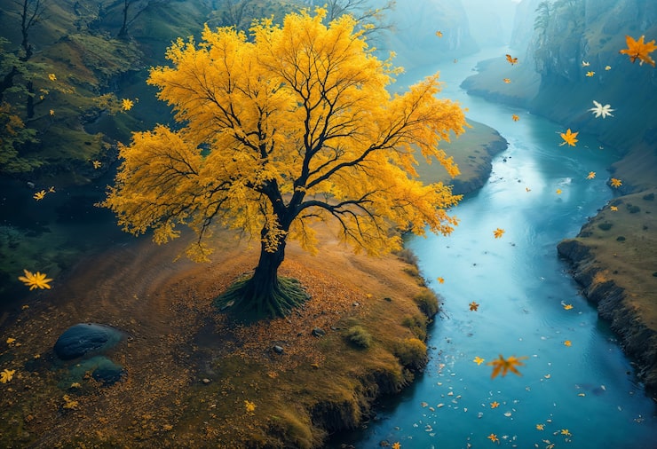 Photo gratuit beau paysage automnal