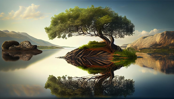 Photo gratuit beauté de la nature reflétée dans une scène d'eau tranquille ia générative