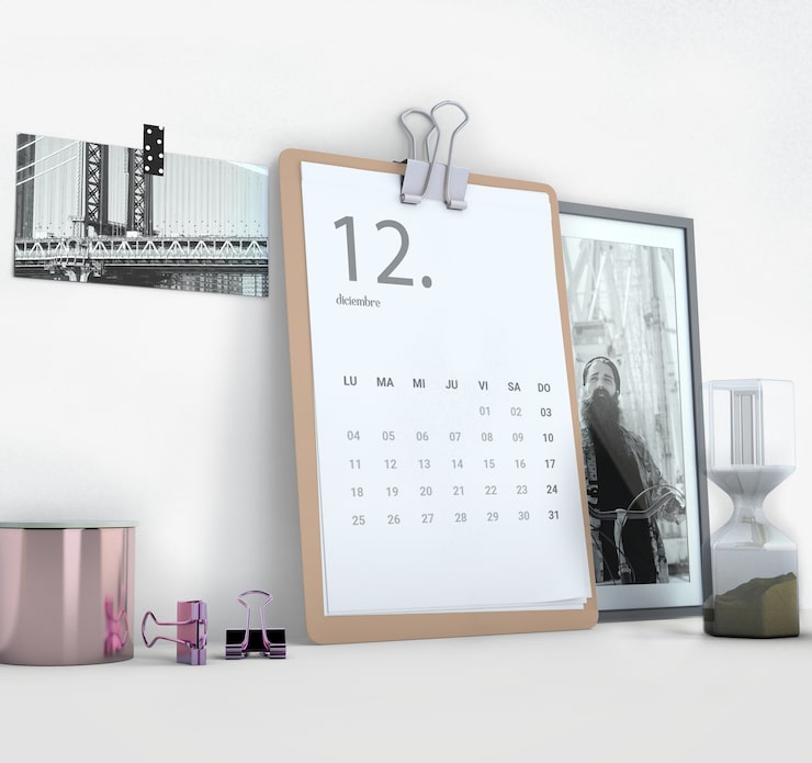 Photo gratuit calendrier mensuel 2023 nature morte