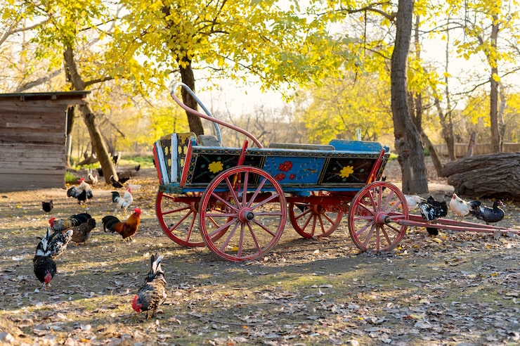 Photo gratuit fermez les oiseaux en pleine croissance de ferme rurale