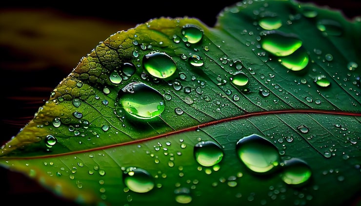 Photo gratuit la feuille fraîche reflète le vert vif dans la rosée du matin générée par l'ia
