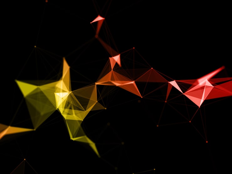 Photo gratuit fond de plexus moderne low poly 3d avec des tons orange et jaune