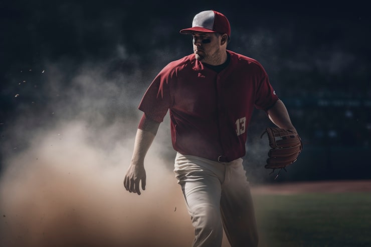 Photo gratuit gros plan sur un athlète jouant au baseball