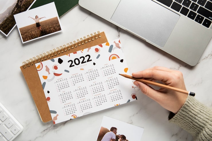 Photo gratuit gros plan sur la conception du calendrier