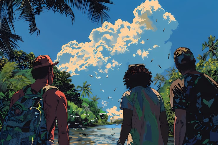 Photo gratuit illustration hawaïenne dans le style de la bande dessinée rétro