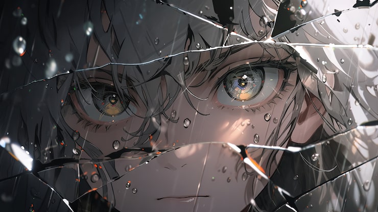 Photo gratuit illustration d'un personnage d'anime sous la pluie