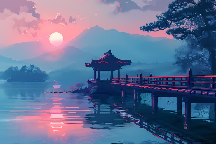 Photo gratuit japon art numérique de fond