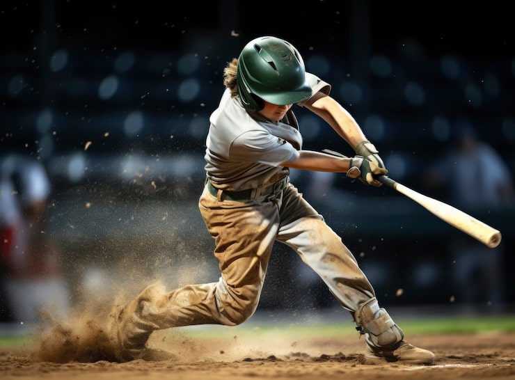 Photo gratuit un joueur de baseball sur le terrain pendant un match