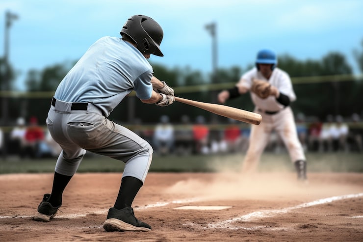 Photo gratuit un joueur de baseball sur le terrain pendant un match