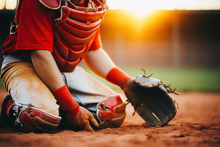 Photo gratuit un joueur de baseball sur le terrain pendant un match