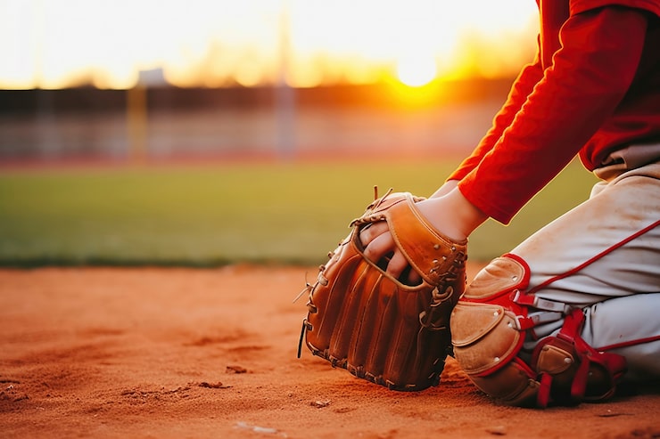 Photo gratuit un joueur de baseball sur le terrain pendant un match