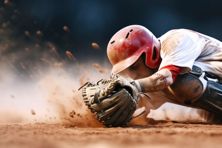Photo gratuit un joueur de baseball sur le terrain pendant un match