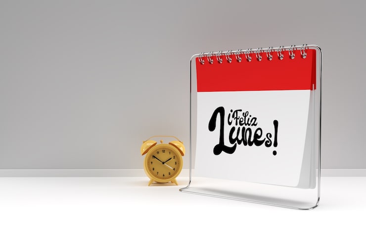 Photo gratuit joyeux lundi salutation avec calendrier
