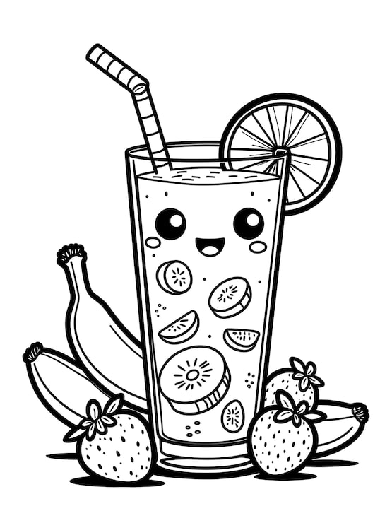 Jus de fruit kawaii mignon