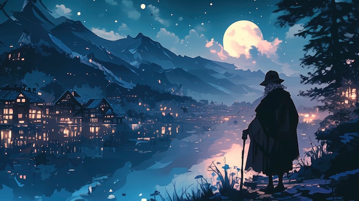 Photo gratuit le paysage de la lune dans l'anime