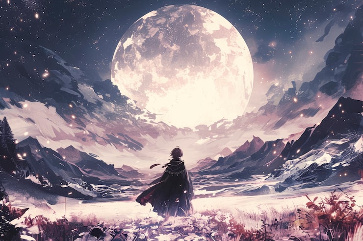 Photo gratuit le paysage de la lune dans l'anime