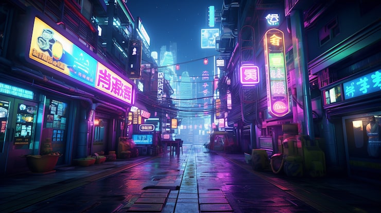 Photo gratuit des paysages urbains cyberpunk