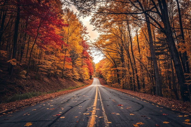 Photo gratuit route d'automne