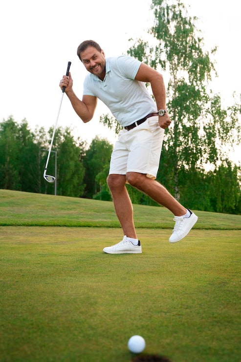 Photo gratuit scène avec un homme sur le terrain de golf