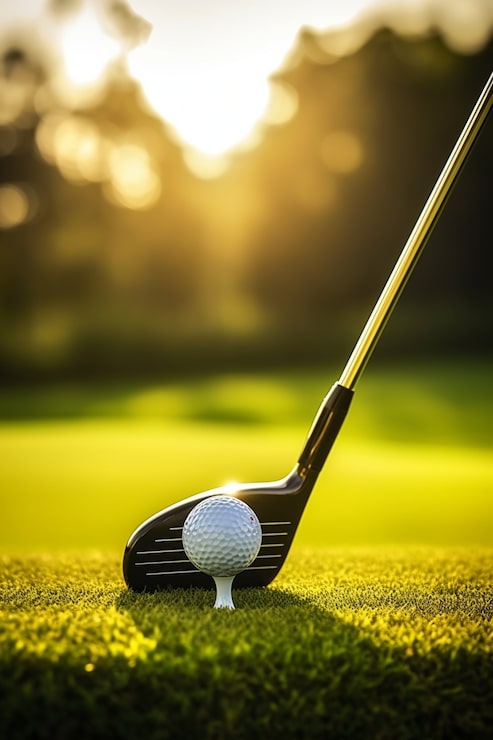 Photo gratuit vue rapprochée des clubs de golf sur l'herbe