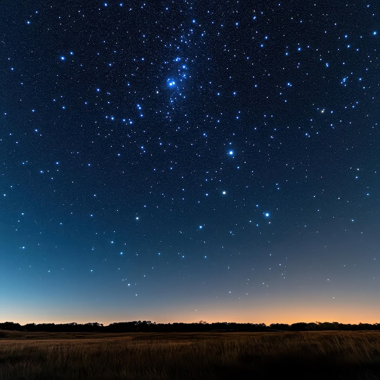 Photo des constellations lumineuses visibles dans un ciel dégagé