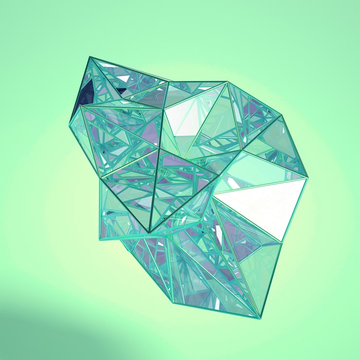 Photo cristaux en rendu 3d de mouvement abstrait