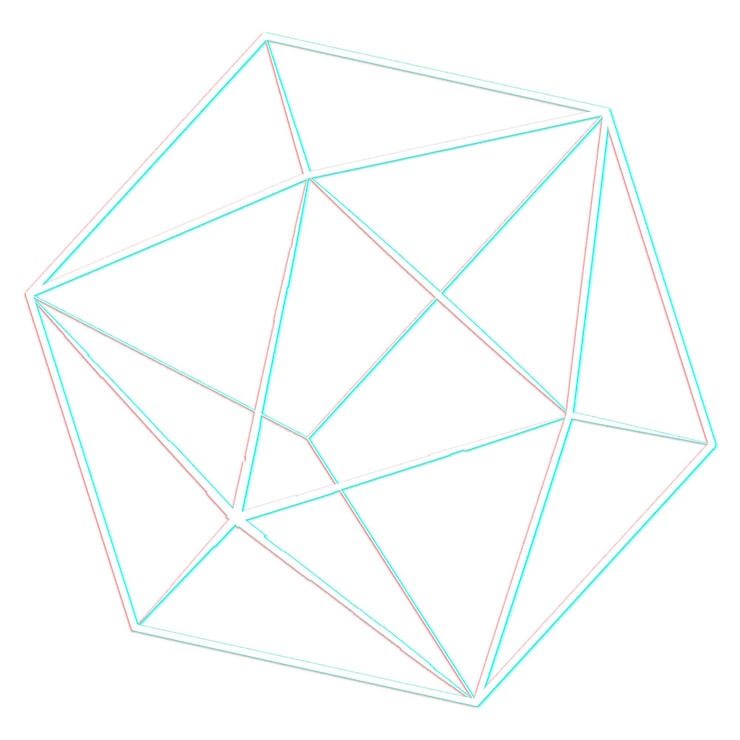 Photo icosahedron 3d avec un élément de conception à effet de glitch
